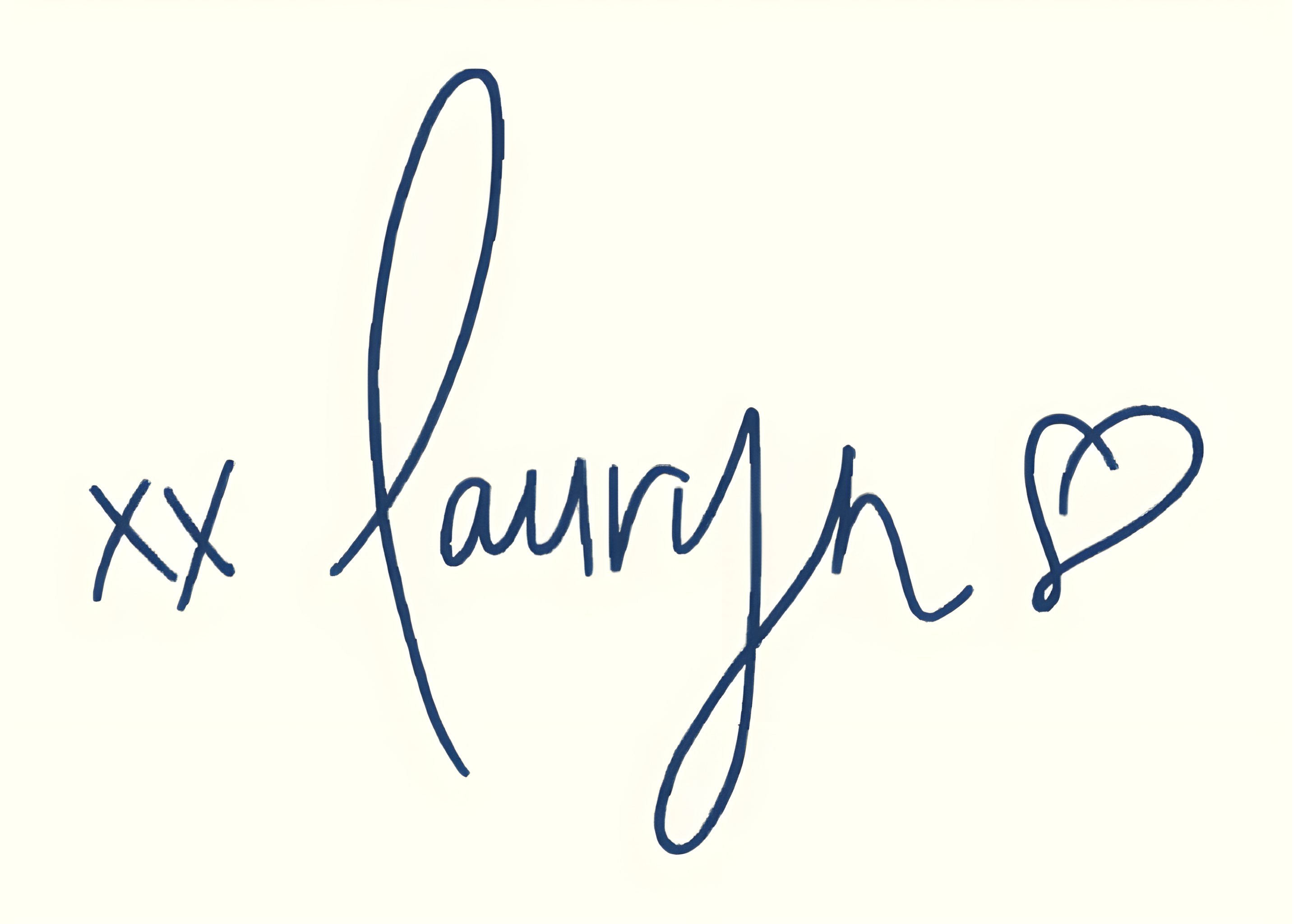 handwritten signature lauryn with heart